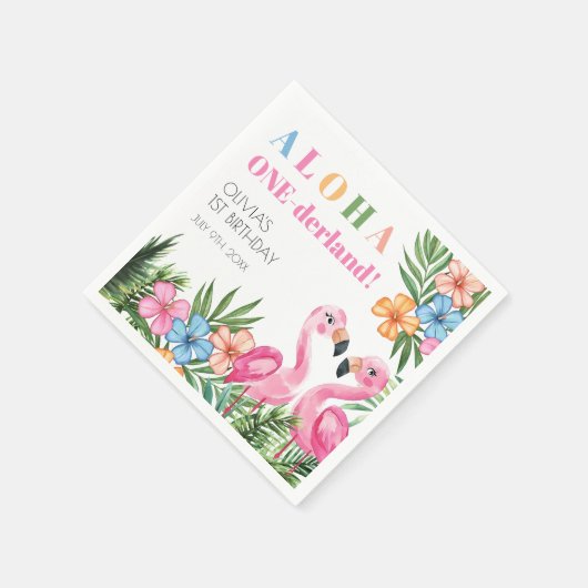 トロピカルサマー1stフラミンゴオネダーランド誕生日 スタンダードカクテルナプキン (角)
