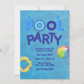 トロピカルサマー プールパーティー招待状 招待状 (正面)