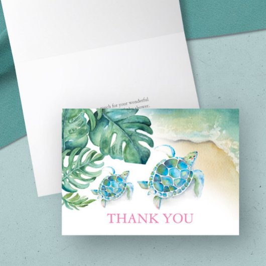 トロピカルサンキューレター 水彩のウミガメ サンキューカード