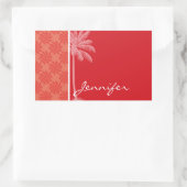 トロピカルサンゴとレッドスワール 長方形シール (バッグ)