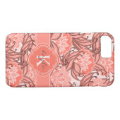 トロピカルサンゴの花の模様(モノグラム) Case-Mate iPhoneケース (裏面(横))