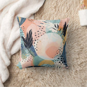 トロピカルサンゴティール(緑がかった色)ピンクモダン抽象芸術 クッション (ブランケット)