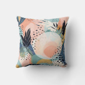 トロピカルサンゴティール(緑がかった色)ピンクモダン抽象芸術 クッション (裏面)