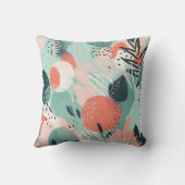トロピカルサンゴティール(緑がかった色)ミントピンクモダン クッション (裏面)