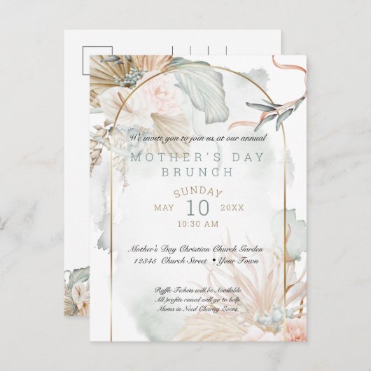 トロピカルサンゴバラフローラ母の日 インビテーションポストカード (正面/裏面)