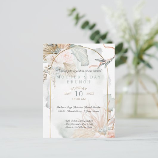 トロピカルサンゴバラフローラ母の日 インビテーションポストカード (スタンド正面)