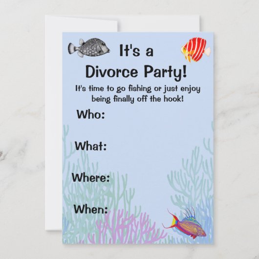 トロピカルサンゴ礁魚離婚パーティの招待状 招待状 (裏面)