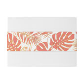 トロピカルサンゴ、金ゴールドモンステラ葉、パーム結婚ズの 招待状ベリーバンド (裏面例)