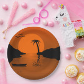 トロピカルサンセットアート ペーパープレート (パーティー)