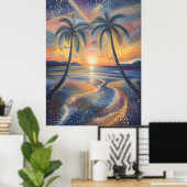 トロピカルサンセットインポインティリストスタイル ポスター (ホームオフィス)