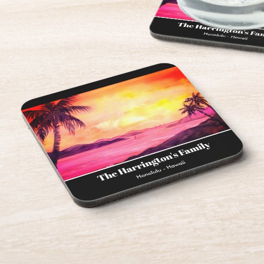 トロピカルサンセットウォーターカラーバイファリダグリーンフィールド コースター (左側)