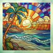 トロピカルサンセットオンビーチステンドグラス ウィンドウサイン (シート3)