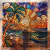 トロピカルサンセットオンビーチステンドグラス ウィンドウサイン (シート2)