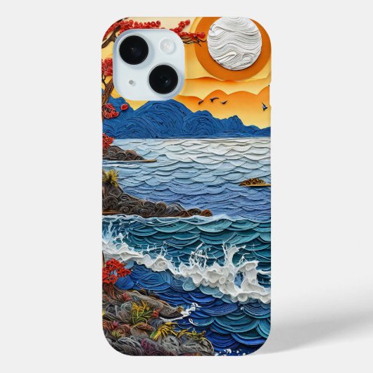 トロピカルサンセットオーシャンウェーブコーストシーン Case-Mate iPhoneケース (裏面)