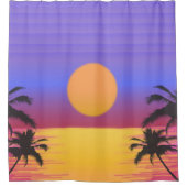 トロピカルサンセットグラフィック シャワーカーテン (正面)