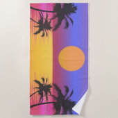 トロピカルサンセットグラフィック ビーチタオル (正面)