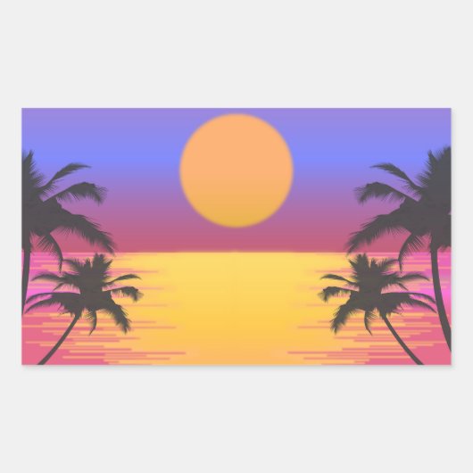 トロピカルサンセットグラフィック 長方形シール (正面)