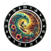 トロピカルサンセットサーファー波アートワーク ダーツボード (正面)