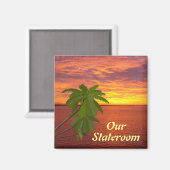 トロピカルサンセットステートルームドアマーカーSq. マグネット (正面/裏面)