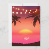 トロピカルサンセットストリングライトビーチブライダルシャワー 招待状 (裏面)