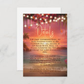 トロピカルサンセットストリングライトビーチ結婚式詳細 エンクロージャーカード (正面/裏面)