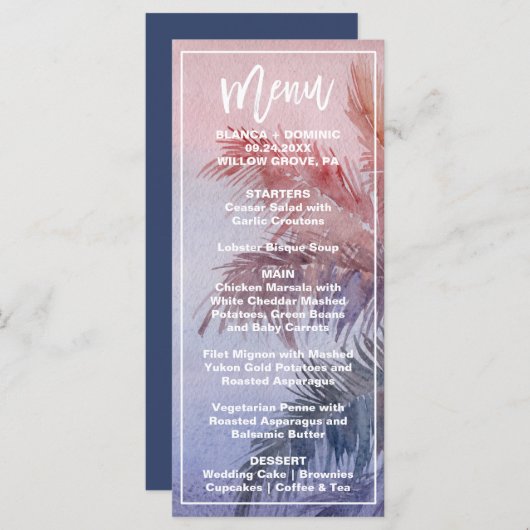 トロピカルサンセットディナーメニューカード メニュー (正面/裏面)