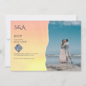 トロピカルサンセットデスティネーションク結婚ルーズパス 招待状 (裏面)