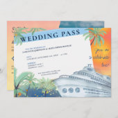 トロピカルサンセットデスティネーションク結婚ルーズパス 招待状 (正面/裏面)