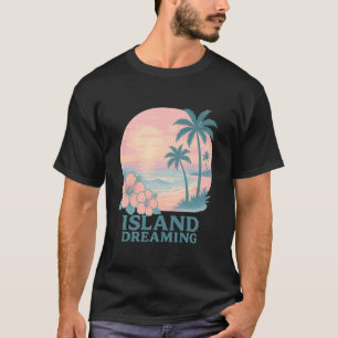 トロピカルサンセットハイビスカスパームツリーの島の夢 Tシャツ