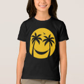 トロピカルサンセットハンモックミニマル – パームツリーズビーチ トライブレンドＴシャツ (正面)