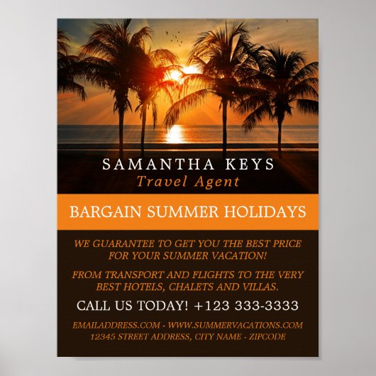 トロピカルサンセットバケーショントラベル広告エージェント ポスター (正面)