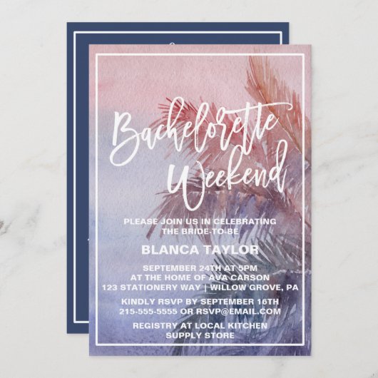 トロピカルサンセットバチェロレッテ週末 招待状 (正面/裏面)