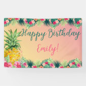 トロピカルサンセットパイナップルガールズハッピーバースデー 横断幕 (横)