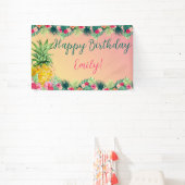 トロピカルサンセットパイナップルガールズハッピーバースデー 横断幕 (インサイチュ)