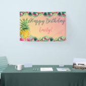 トロピカルサンセットパイナップルガールズハッピーバースデー 横断幕 (トレードショー)
