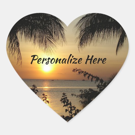 トロピカルサンセットパラダイスススクエアステッカー ハートシール (正面)