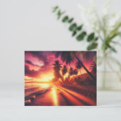 トロピカルサンセットパラダイスハガキ ポストカード (スタンド正面)