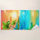 トロピカルサンセットパラダイスビーチビュー ビーチタオル (正面)