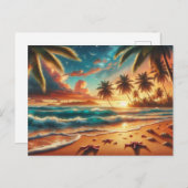 トロピカルサンセットパラダイス絵を描ズ ポストカード (正面/裏面)