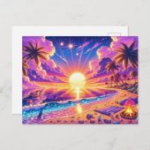 トロピカルサンセットパラダイス絵を描ズ ポストカード (正面/裏面)