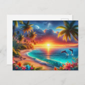 トロピカルサンセットパラダイス絵を描ズ ポストカード (正面/裏面)
