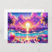 トロピカルサンセットパラダイス絵を描ズ ポストカード (正面/裏面)