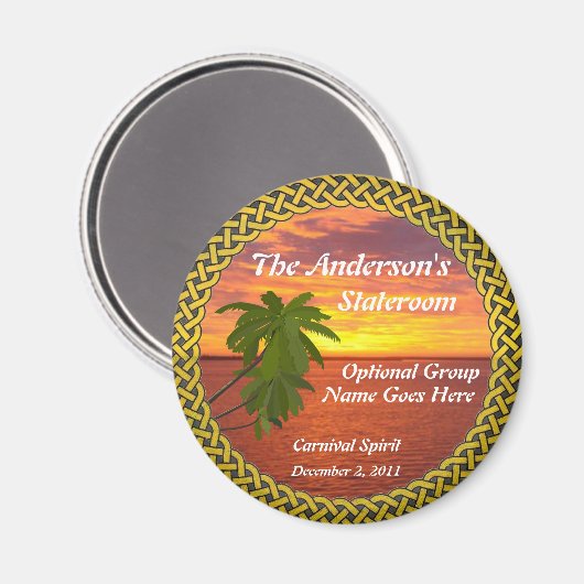 トロピカルサンセットパーソナライズされたステートルームドアマーカー マグネット (正面/裏面)