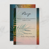 トロピカルサンセットパームの葉 招待状 (正面/裏面)
