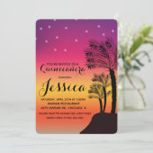 トロピカルサンセットパームツリーのキンセアニェーラ スウィート15 招待状 (スタンド正面)