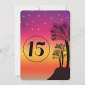 トロピカルサンセットパームツリーのキンセアニエラ スウィート15 招待状 (裏面)
