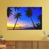 トロピカルサンセットパームツリーズビーチウォールアートリビング キャンバスプリント (インサイチュ (リビング))