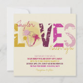 トロピカルサンセットパームツリーズビーチサマー結婚ズ 招待状 (正面)