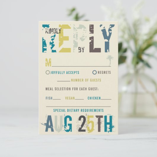 トロピカルサンセットパームツリーズビーチブルーサマーレスプ 出欠カード (スタンド正面)