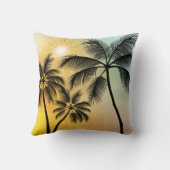 トロピカルサンセットパームツリーズ – ビーチ自然アート クッション (裏面)